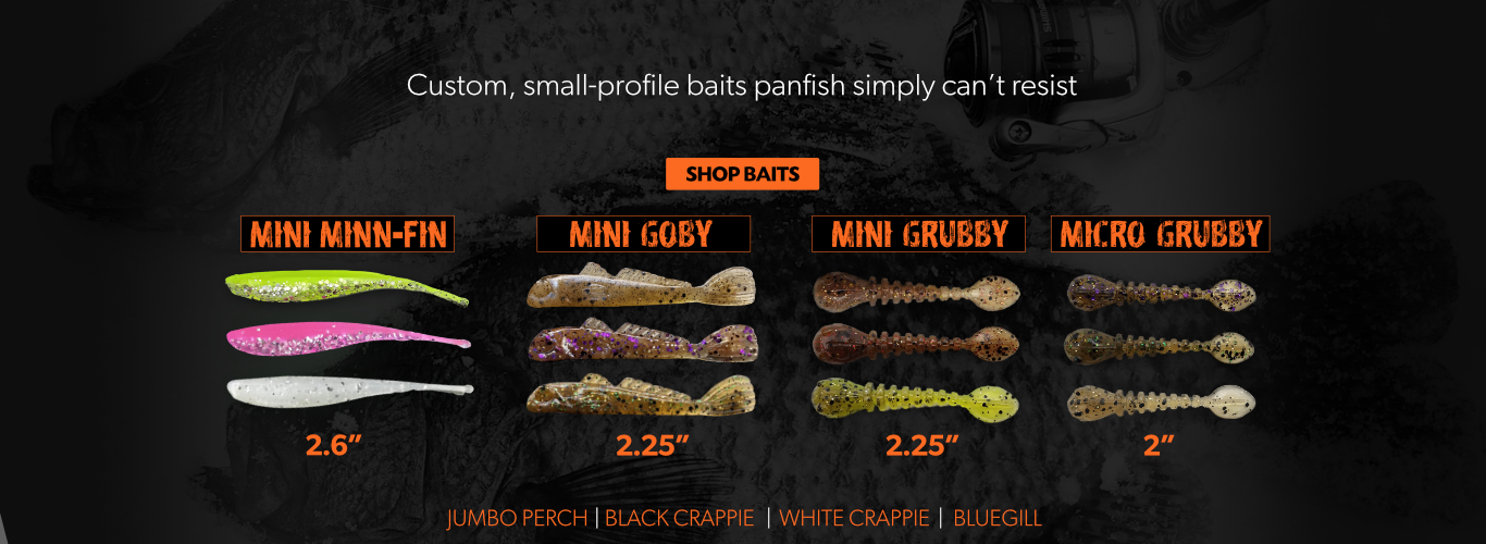 Panfish fishing baits.  Custom, hand-made baits fish can't resist.